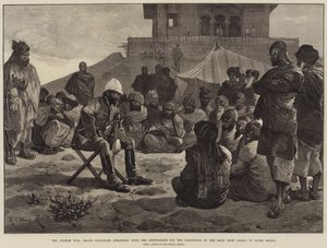 La guerra afgana, il maggiore Cavagnari che si accorda con gli Shinwarries per la protezione della strada da Dakka a Lundi Khana